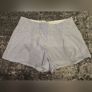 J.Crew Pleated Short in Stripe Women’s Size 6 Blue & White 100% Cotton